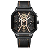 Men’s Watch — Modern Crafter - Black Strap | Gold Accents | Black Case - Rully Official