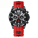 Men’s Watch — Sport - Red Strap | Black Dial | Black Case - Rully Official