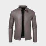 Casaco de Motard Masculino em Imitação de Pele