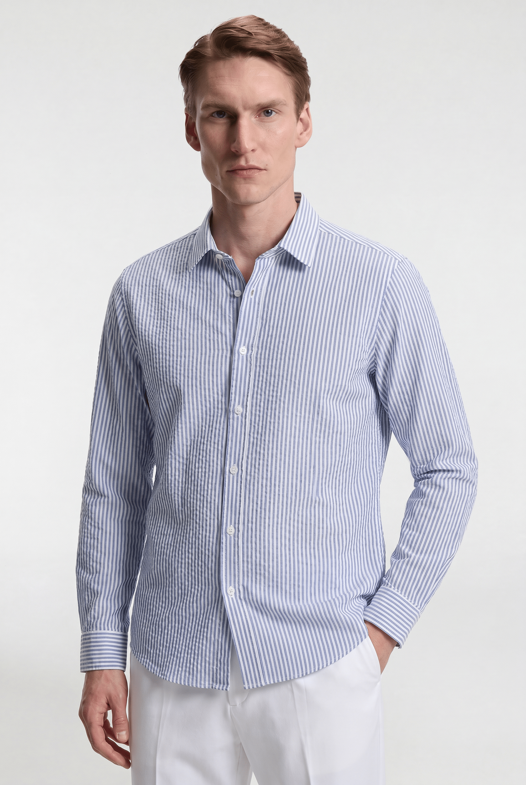 Men’s Lightweight Striped Shirt - Blue/White - Rully Official