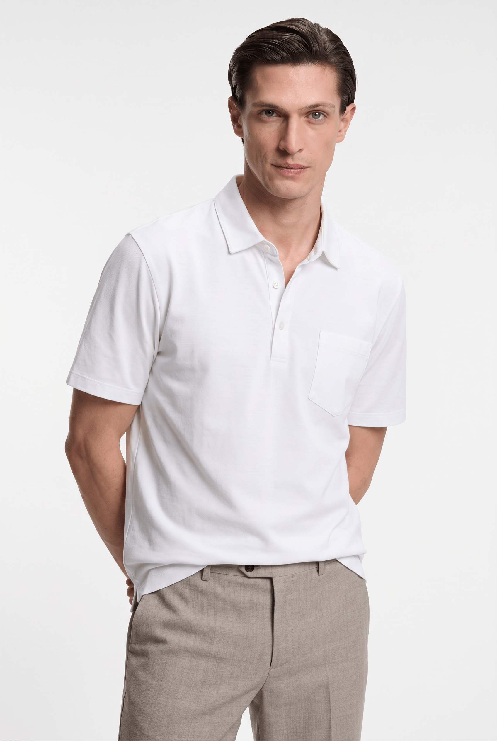 Men’s Linen Polo Shirt - White - Rully Official