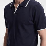 Men's Contrast Trim Knit Polo - Navy - Rully Official
