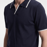 Men's Contrast Trim Knit Polo - Navy - Rully Official