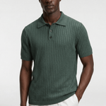 Men’s Ribbed Knit Polo Shirt - Dark Olive - Rully Official