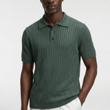 Men’s Ribbed Knit Polo Shirt - Dark Olive - Rully Official