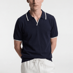 Men's Contrast Trim Knit Polo - Navy - Rully Official