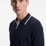 Men's Contrast Trim Knit Polo - Navy - Rully Official