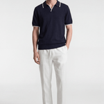 Men's Contrast Trim Knit Polo - Navy - Rully Official