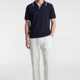 Men's Contrast Trim Knit Polo - Navy - Rully Official