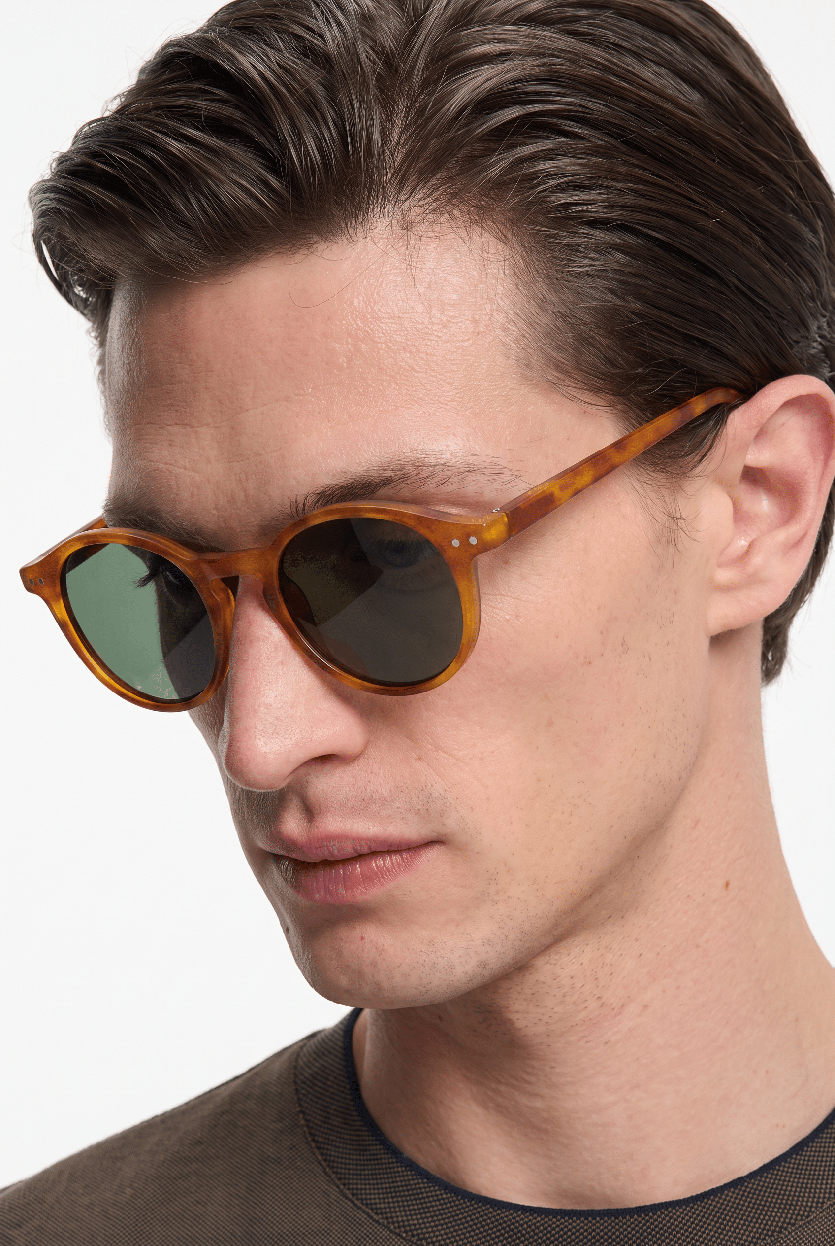 Men’s Sunglasses — The Florence - Amber Tortoise Frame | Green Lens - Rully Official