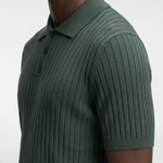 Men’s Ribbed Knit Polo Shirt - Dark Olive - Rully Official