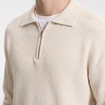 Men’s Half-Zip Knit Polo Jumper - Cream - Rully Official