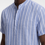 Men's Striped Cotton Resort Shirt - Blue/White - Rully Official
