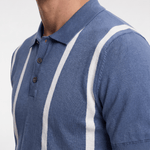 Men's Bold Stripe Knit Polo Shirt - Blue/White - Rully Official