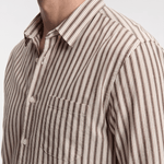 Men’s Striped Cotton Shirt - Brown/White - Rully Official