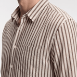 Men’s Striped Cotton Shirt - Brown/White - Rully Official
