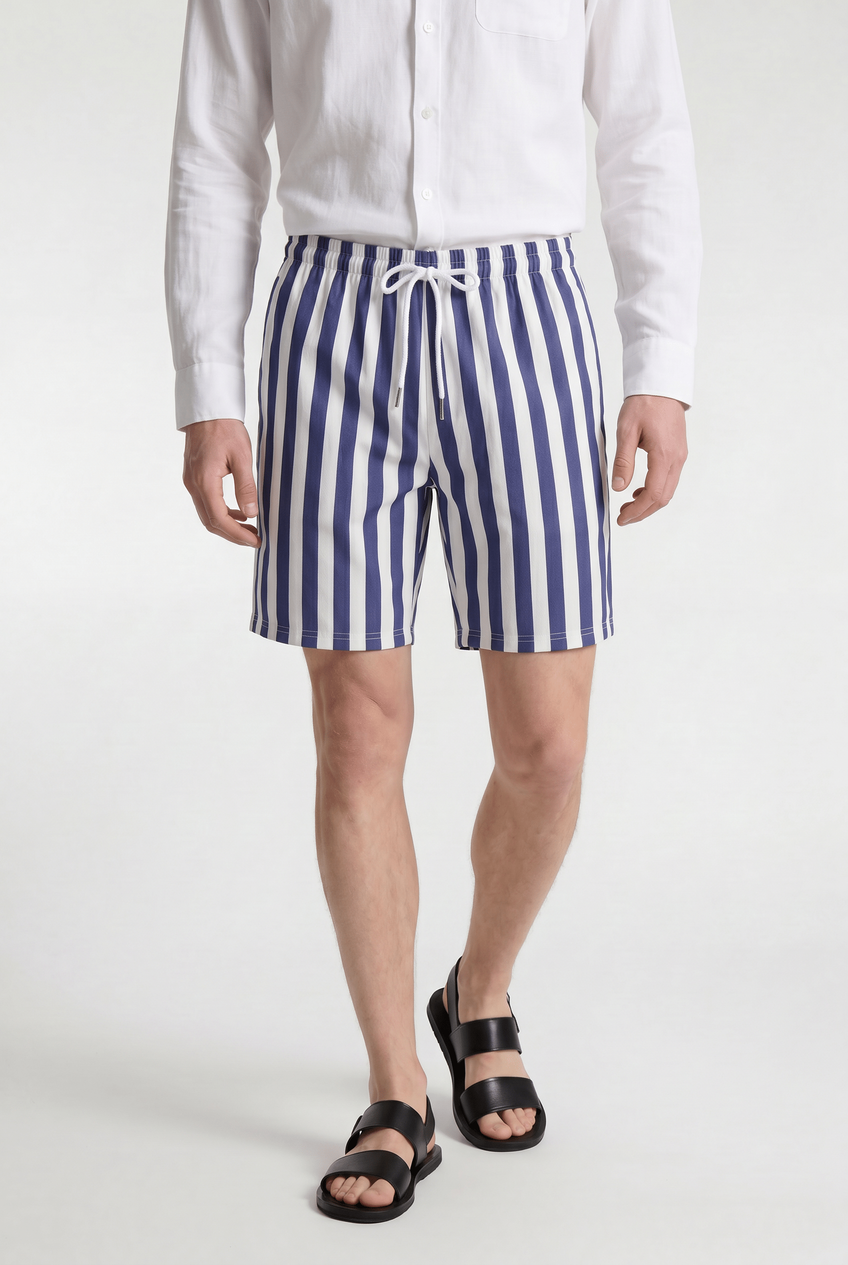 Men's Striped Swim Shorts - Blue / White - Rully Official