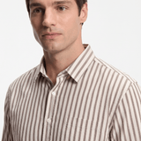 Men’s Striped Cotton Shirt - Brown/White - Rully Official