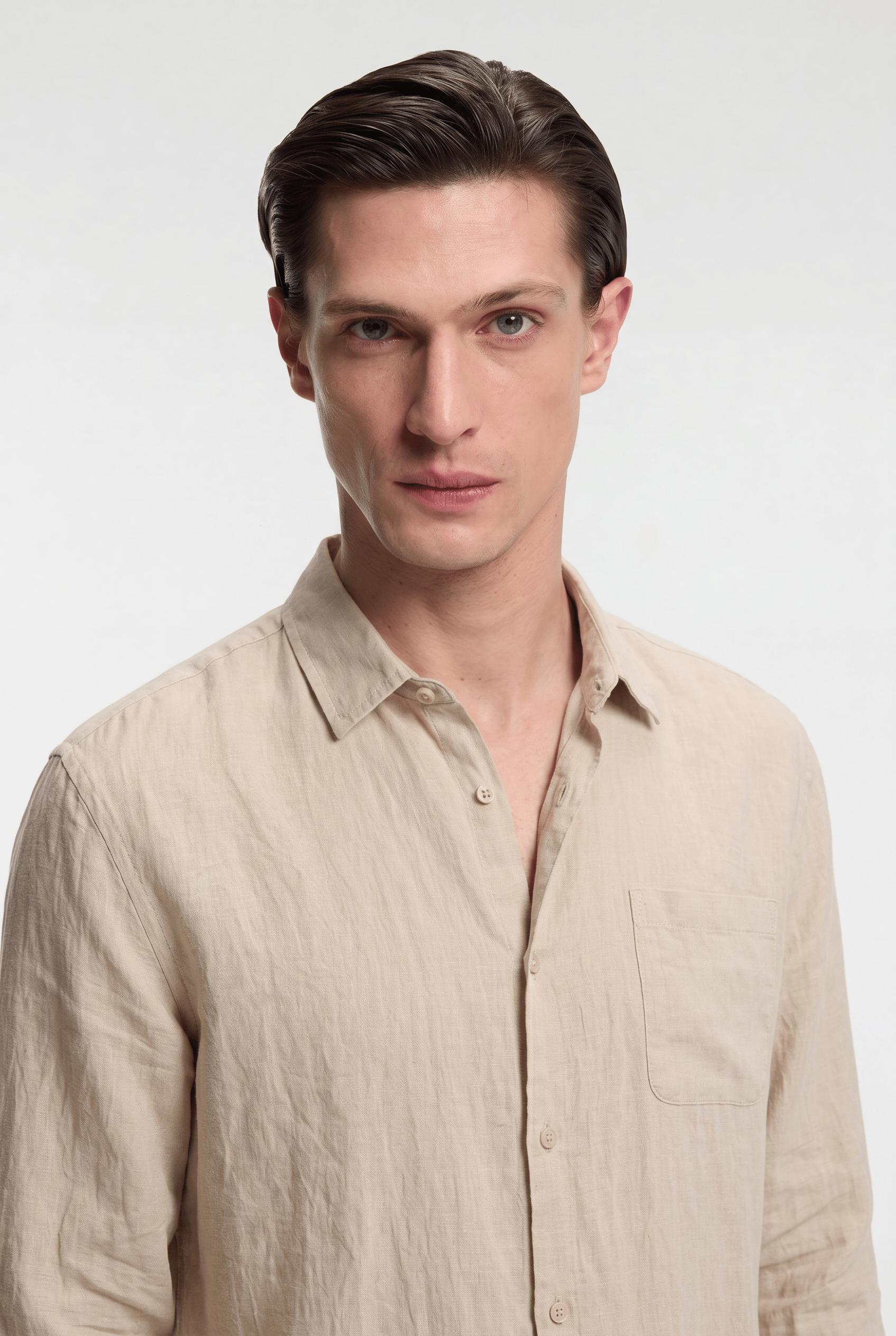 Men’s Lightweight Linen Shirt - Beige - Rully Official