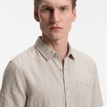 Men’s Short Sleeve Linen Shirt - Beige - Rully Official