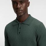 Men’s Ribbed Knit Polo Shirt - Dark Olive - Rully Official