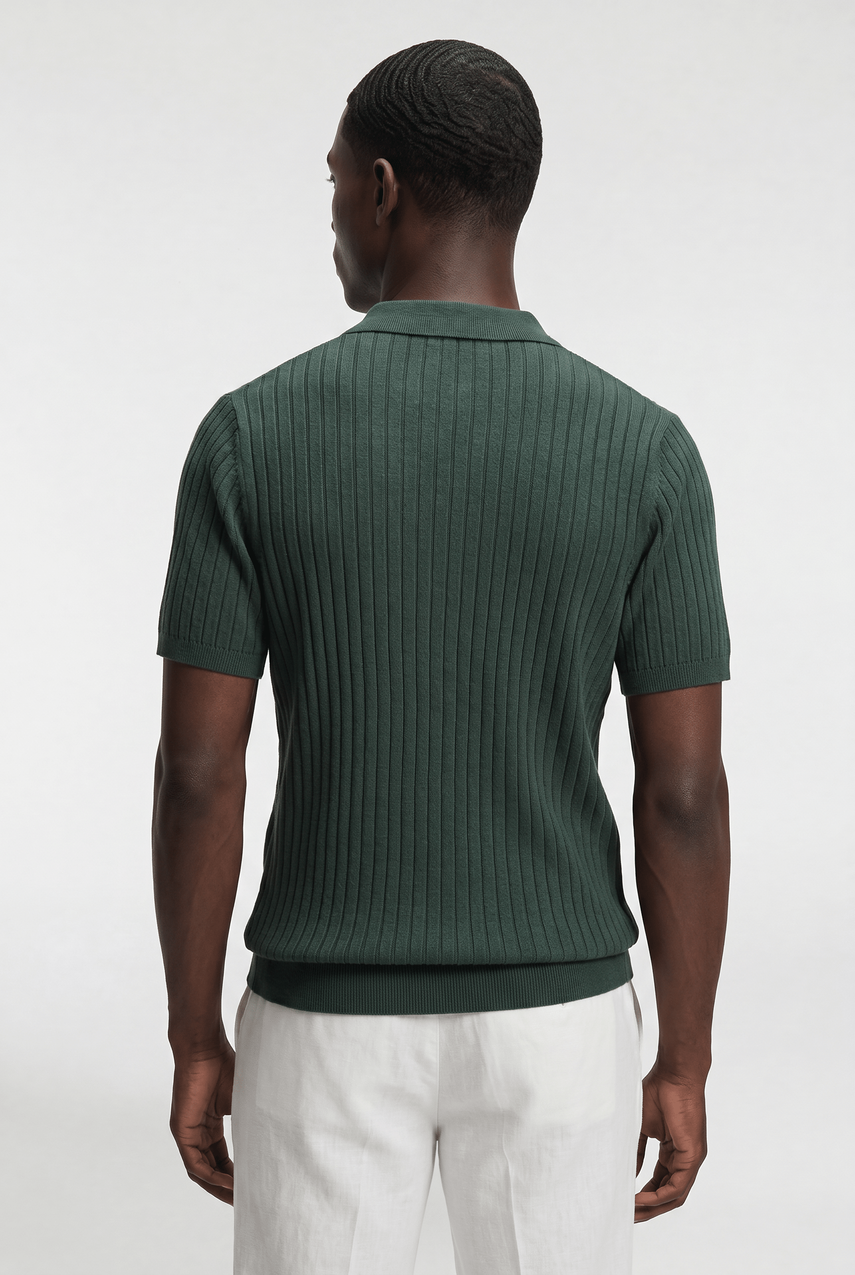 Men’s Ribbed Knit Polo Shirt - Dark Olive - Rully Official