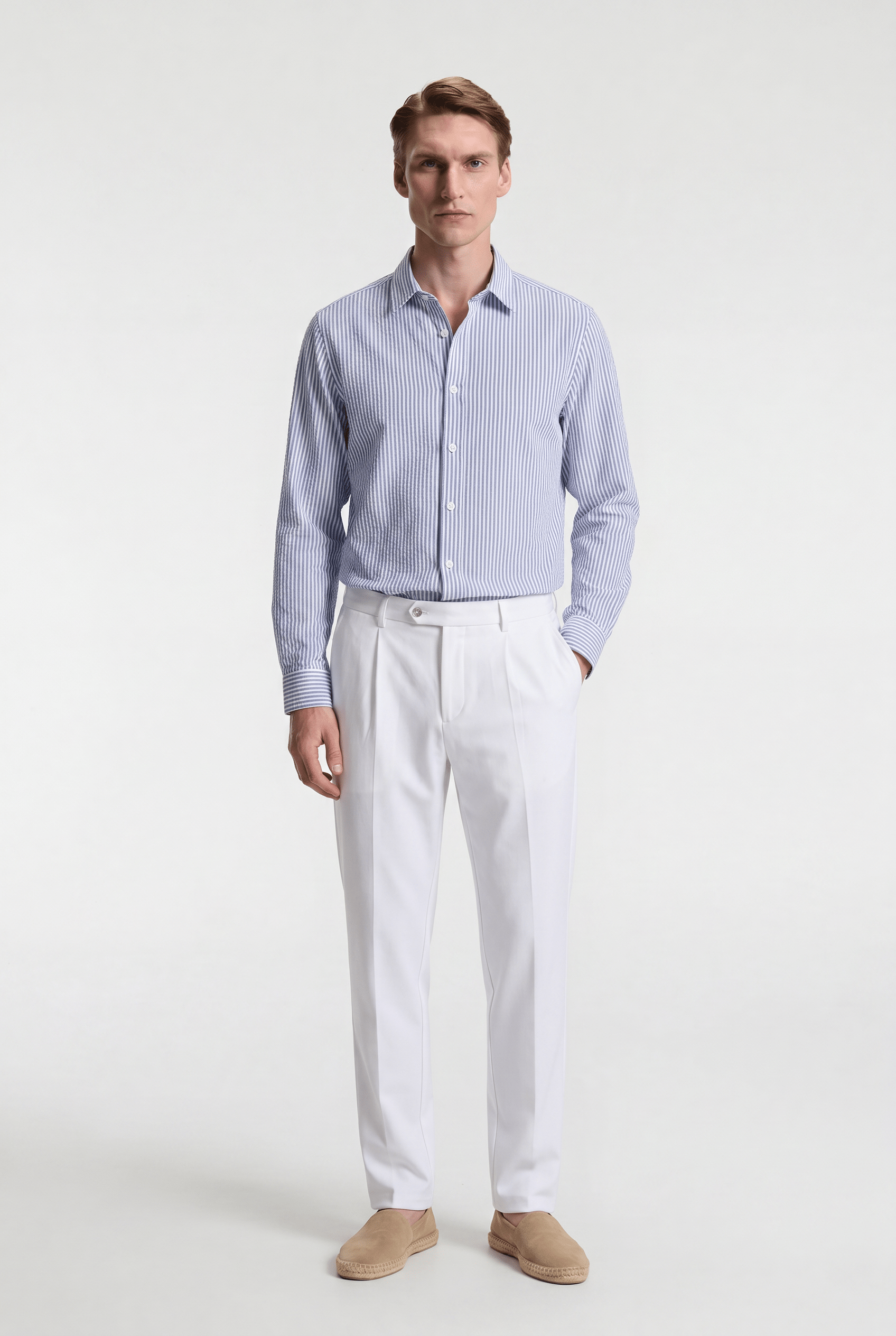 Men’s Lightweight Striped Shirt - Blue/White - Rully Official