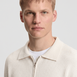 Men’s Half-Zip Knit Polo Jumper - Cream - Rully Official