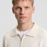 Men’s Half-Zip Knit Polo Jumper - Cream - Rully Official