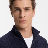 Men's Cable Knit Half-Zip Jumper - Navy - Rully Official