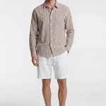 Men’s Striped Cotton Shirt - Brown/White - Rully Official