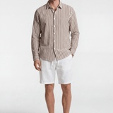 Men’s Striped Cotton Shirt - Brown/White - Rully Official