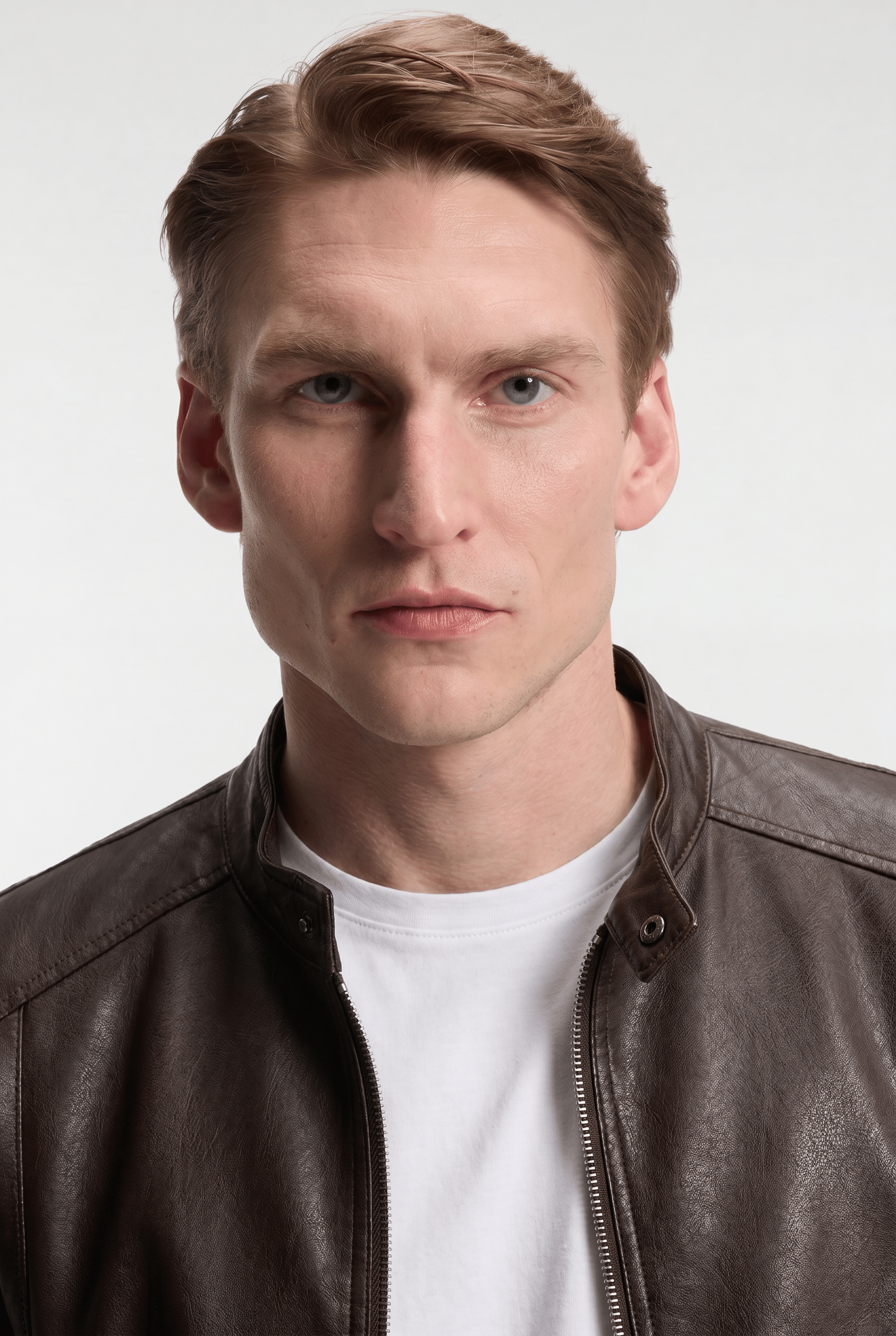 Men's Faux Leather Biker Jacket - Dark Brown - Rully Official