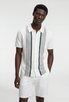 Men's Striped Knit Polo Shirt - White/Green - Rully Official
