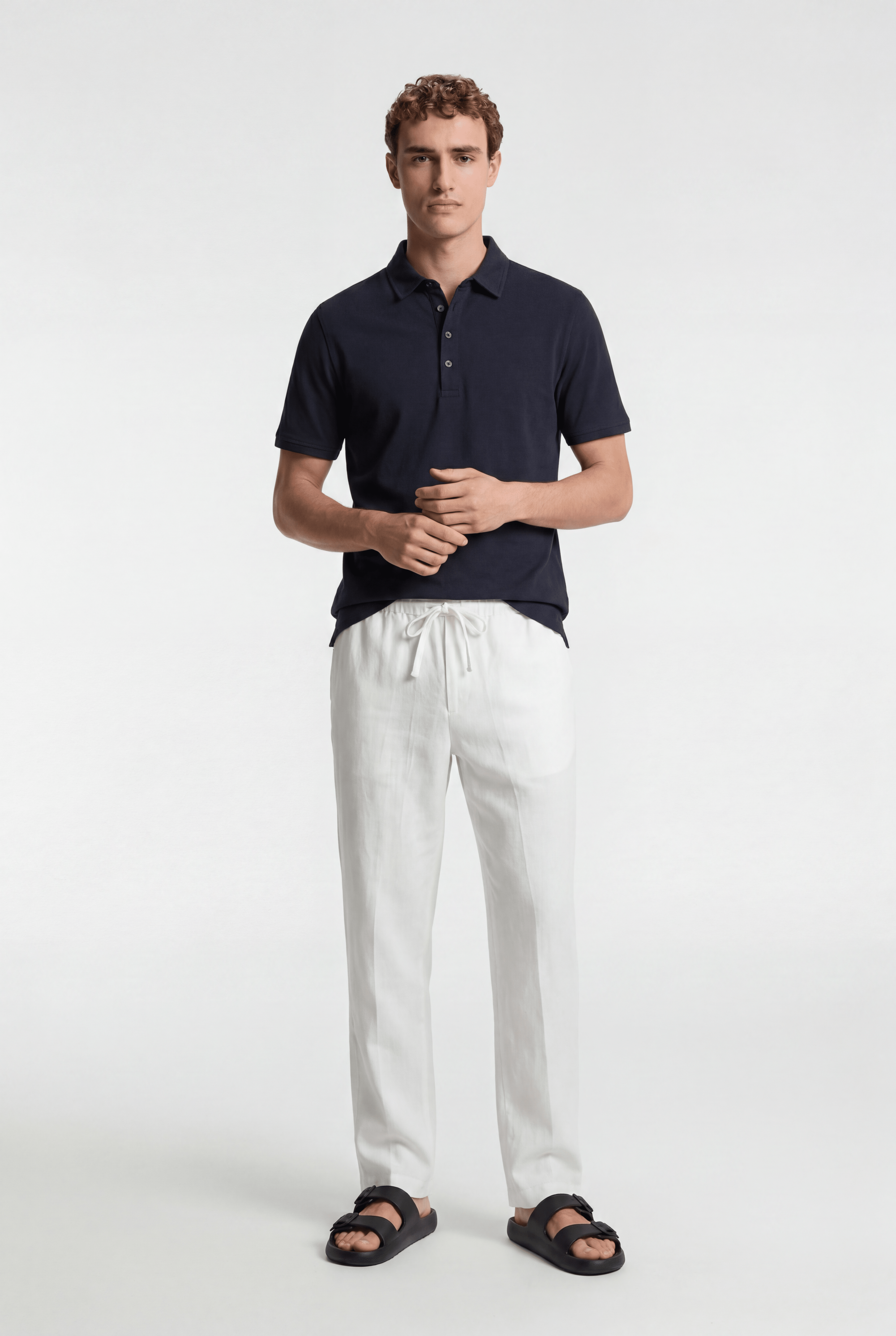 Men’s Linen Drawstring Trousers - White - Rully Official