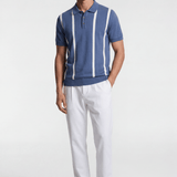 Men's Bold Stripe Knit Polo Shirt - Blue/White - Rully Official