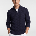 Men's Cable Knit Half-Zip Jumper - Navy - Rully Official