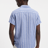 Men's Striped Cotton Resort Shirt - Blue/White - Rully Official