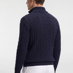 Men's Cable Knit Half-Zip Jumper - Navy - Rully Official