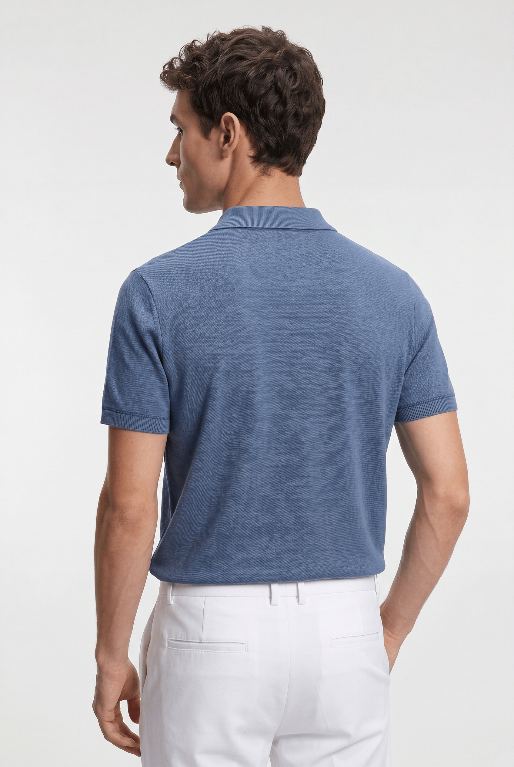 Men's Bold Stripe Knit Polo Shirt - Blue/White - Rully Official