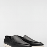 Men's Leather Apron Toe Loafers - Black - Rully Official
