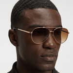 Men’s Sunglasses — Aviator - Gold Frame | Brown Gradient Lens - Rully Official