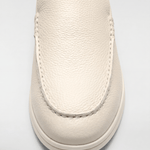 Men's Leather Apron Toe Loafers - Cream - Rully Official