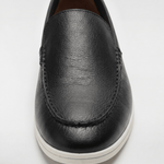 Men's Leather Apron Toe Loafers - Black - Rully Official