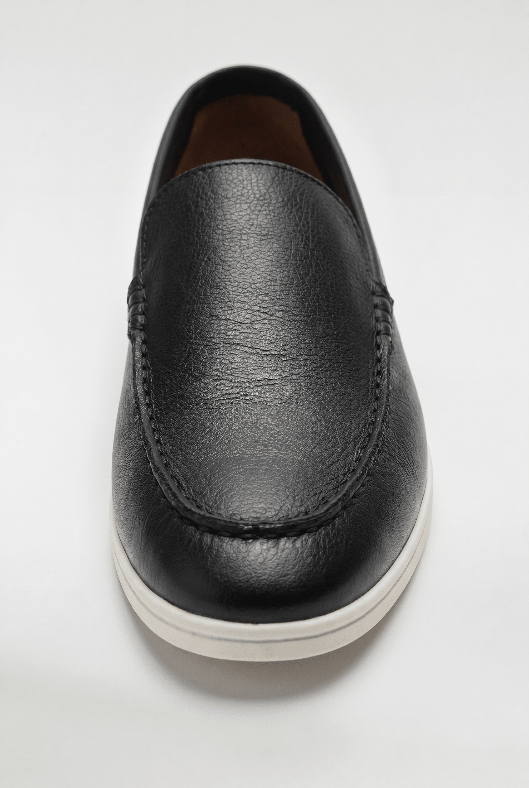 Men's Leather Apron Toe Loafers - Black - Rully Official