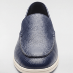 Men's Leather Apron Toe Loafers - Navy - Rully Official
