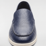 Men's Leather Apron Toe Loafers - Navy - Rully Official