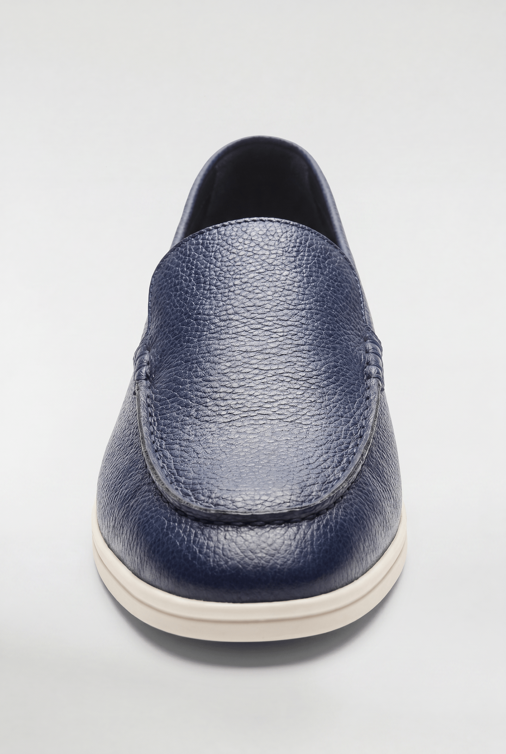 Men's Leather Apron Toe Loafers - Navy - Rully Official