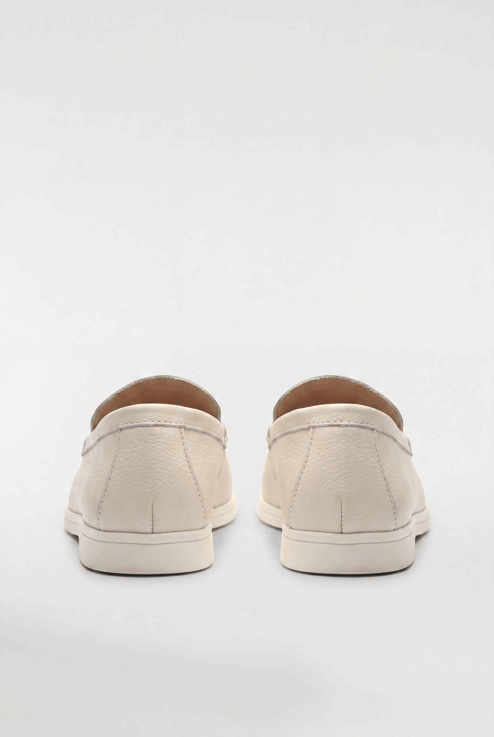 Men's Leather Apron Toe Loafers - Cream - Rully Official