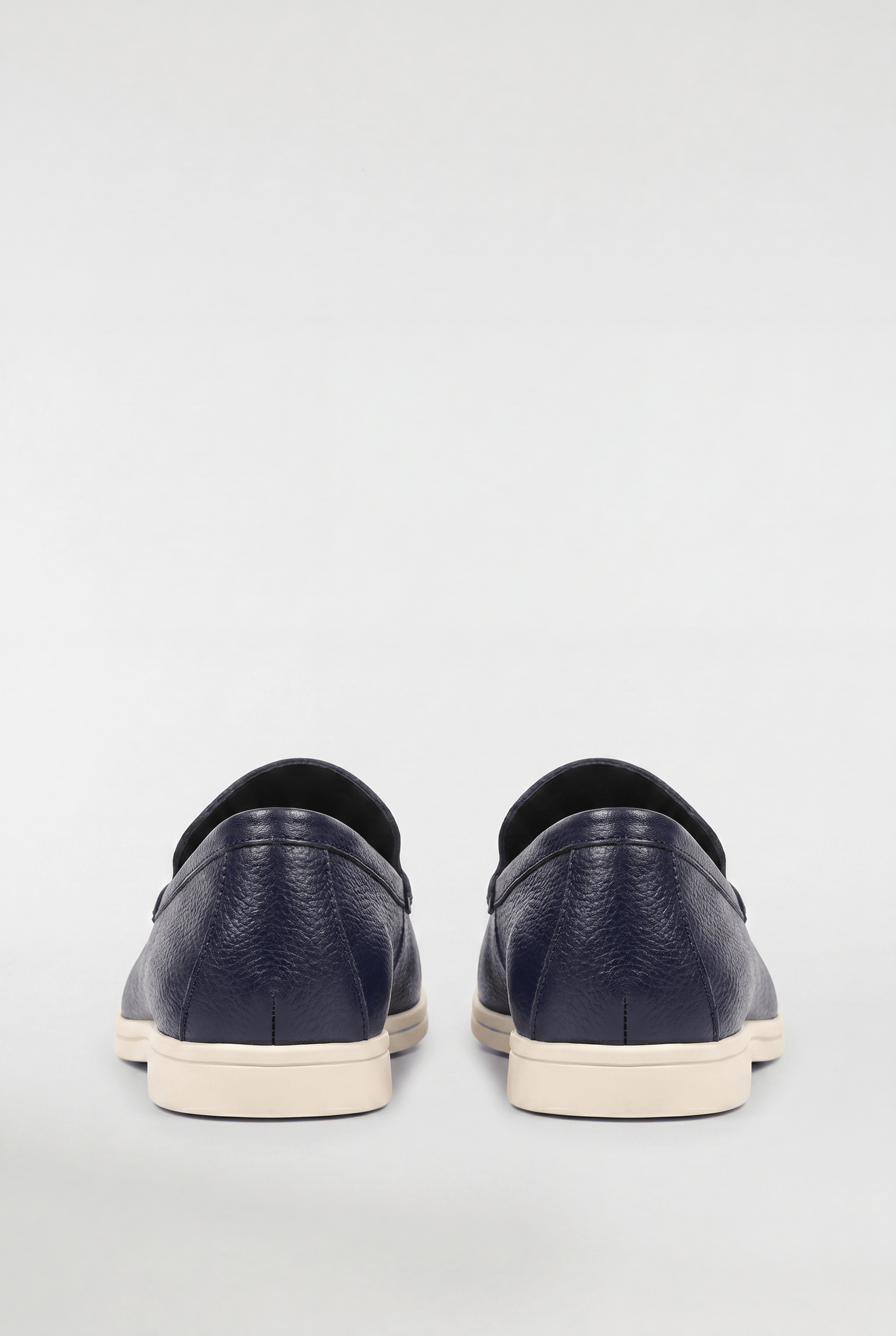 Men's Leather Apron Toe Loafers - Navy - Rully Official